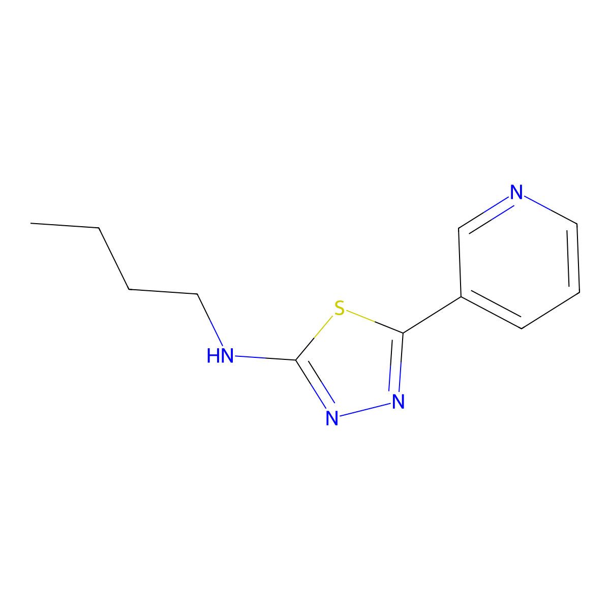 Butyl-(5-pyridin-3-yl-[1,3,4]thiadiazol-2-yl)-amine molecular structure, CAS 35314-20-6