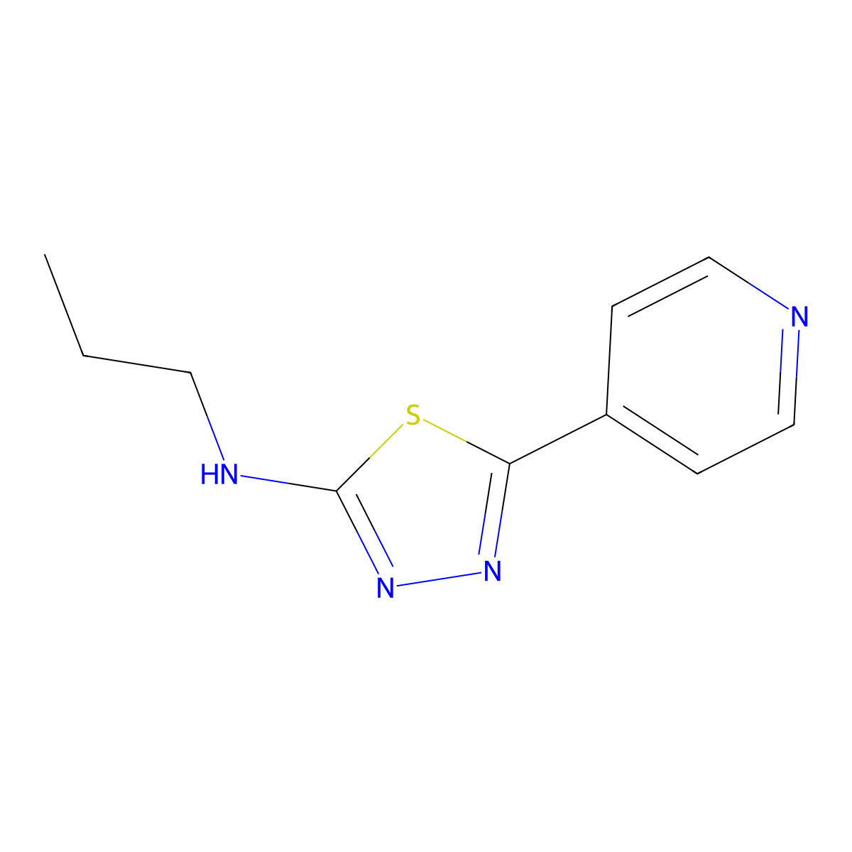 Propyl-(5-pyridin-4-yl-[1,3,4]thiadiazol-2-yl)-amine molecular structure, CAS 35314-25-1