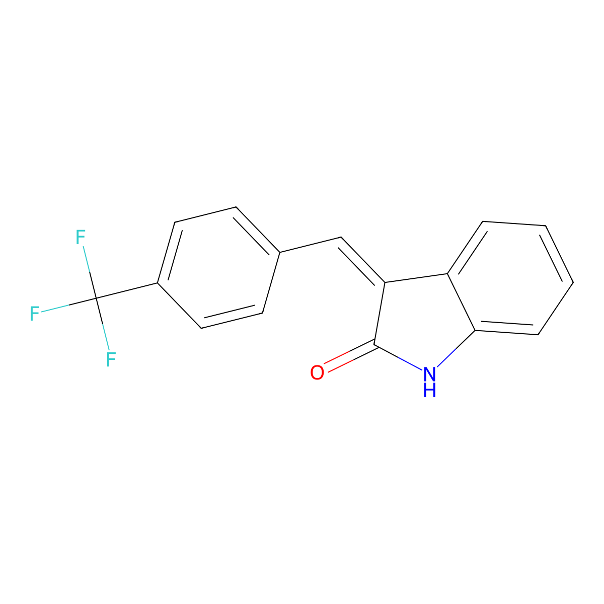 3-{[4-(Trifluoromethyl)phenyl]methylidene}-1,3-dihydro-2H-indol-2-one molecular structure, CAS 35315-56-1