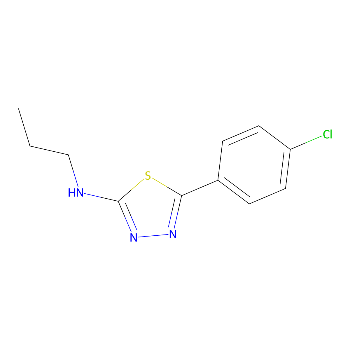 5-(4-chlorophenyl)-N-propyl-1,3,4-thiadiazol-2-amine molecular structure, CAS 35317-62-5