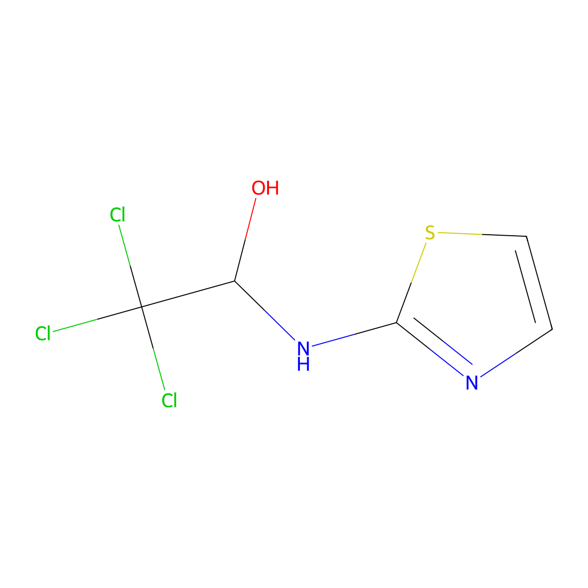 2,2,2-Trichloro-1-(2-thiazolylamino)ethanol molecular structure, CAS 35317-79-4