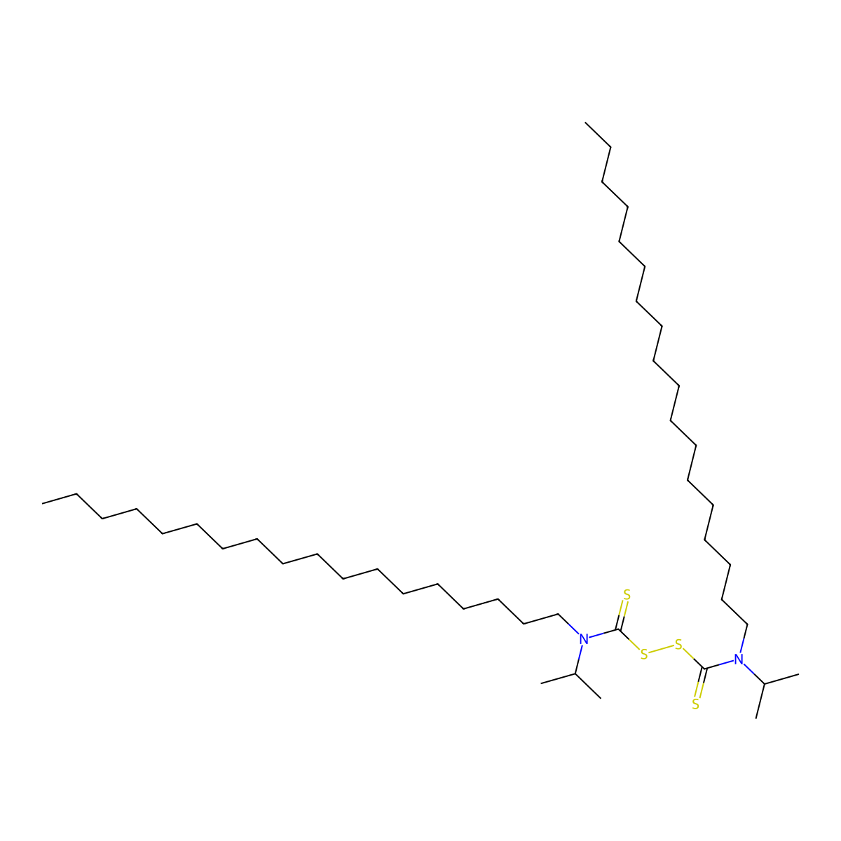 Thioperoxydicarbonic diamide (((H2N)C(S))2S2), N,N'-bis(1-methylethyl)-N,N'-dioctadecyl- molecular structure, CAS 35318-10-6