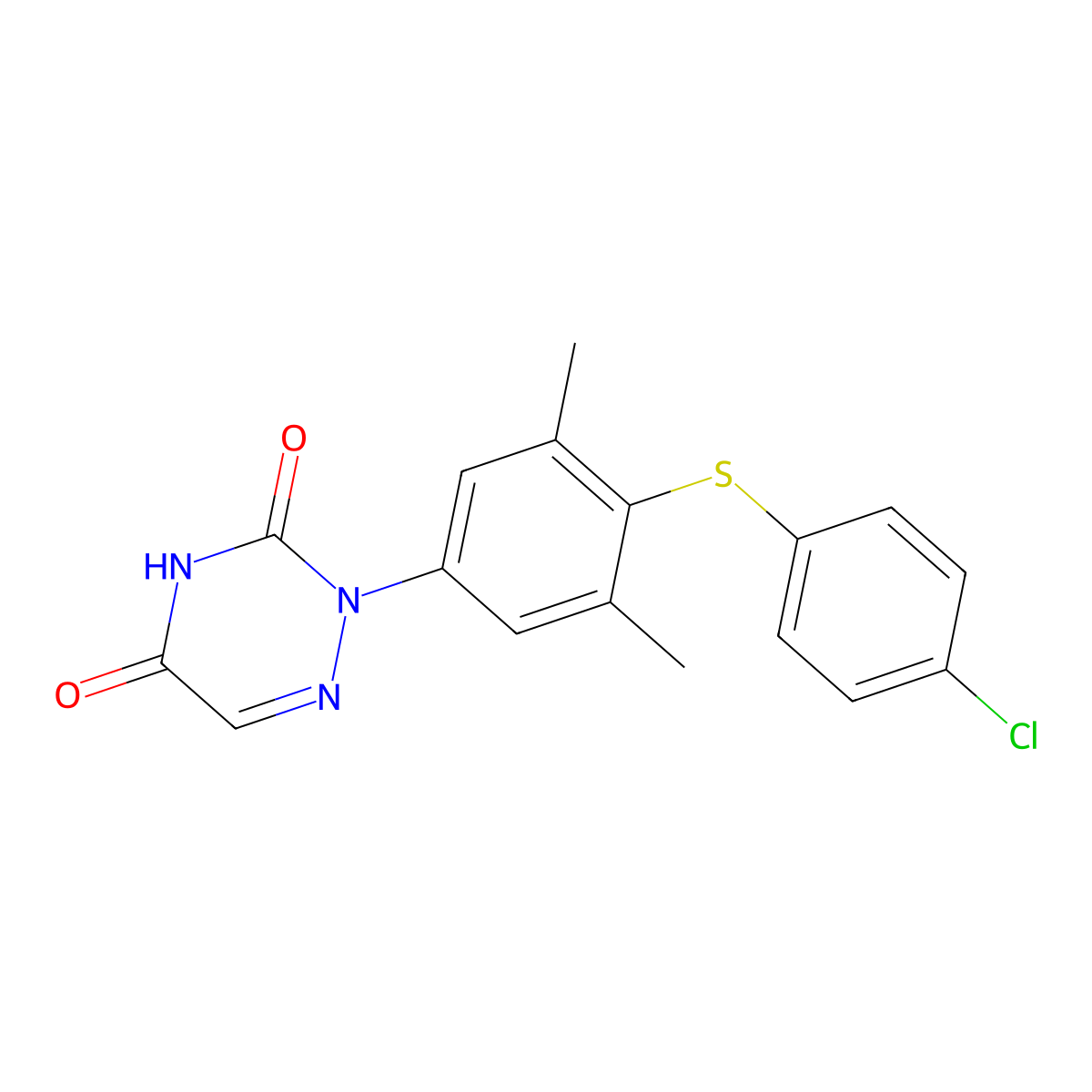 2-(4-((4-Chlorophenyl)thio)-3,5-dimethylphenyl)-1,2,4-triazine-3,5(2H,4H)-dione molecular structure, CAS 35319-70-1