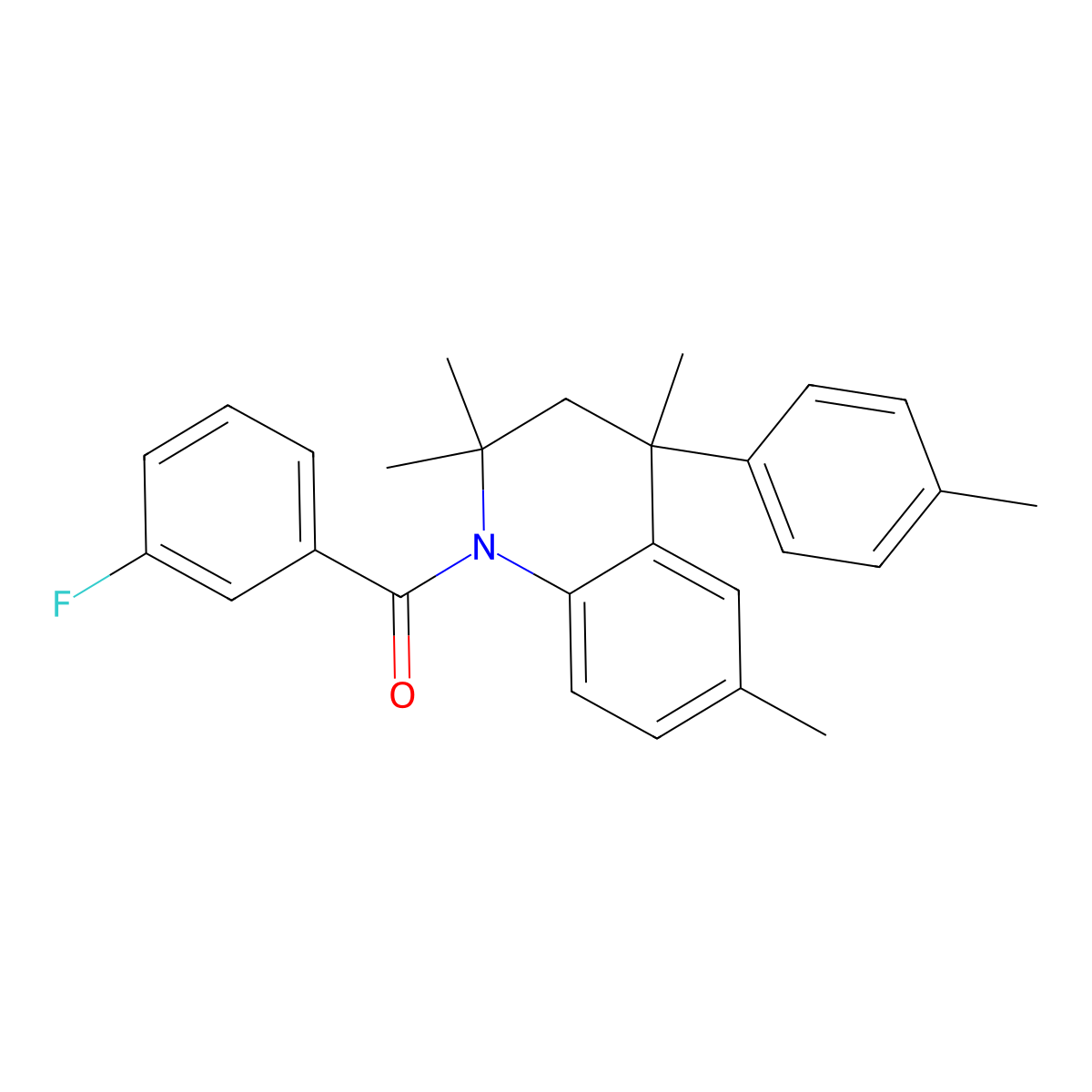 (3-fluorophenyl)-[2,2,4,6-tetramethyl-4-(4-methylphenyl)-3H-quinolin-1-yl]methanone molecular structure, CAS 353239-83-5