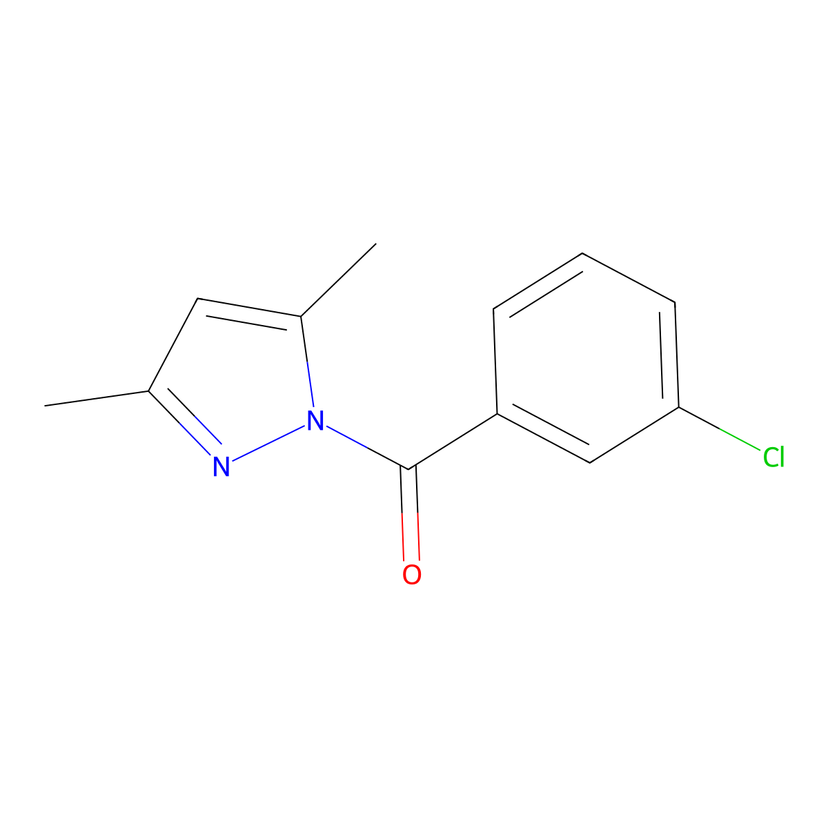 1-(3-chlorobenzoyl)-3,5-dimethyl-1H-pyrazole molecular structure, CAS 353241-43-7