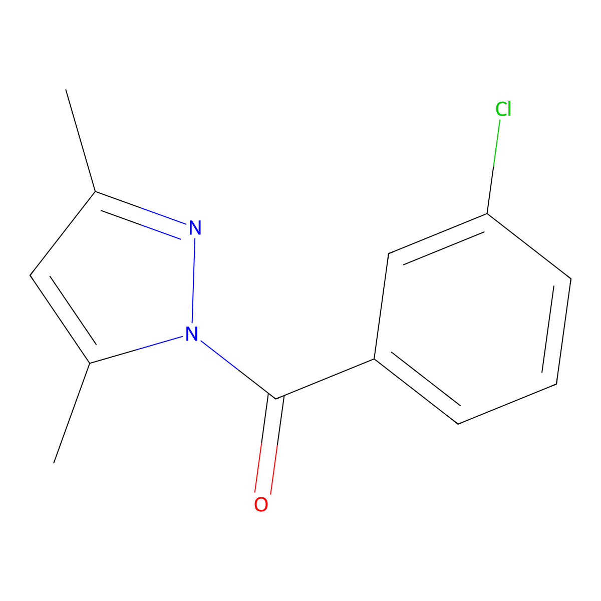1-(3-chlorobenzoyl)-3,5-dimethyl-1H-pyrazole molecular structure, CAS 353241-43-7
