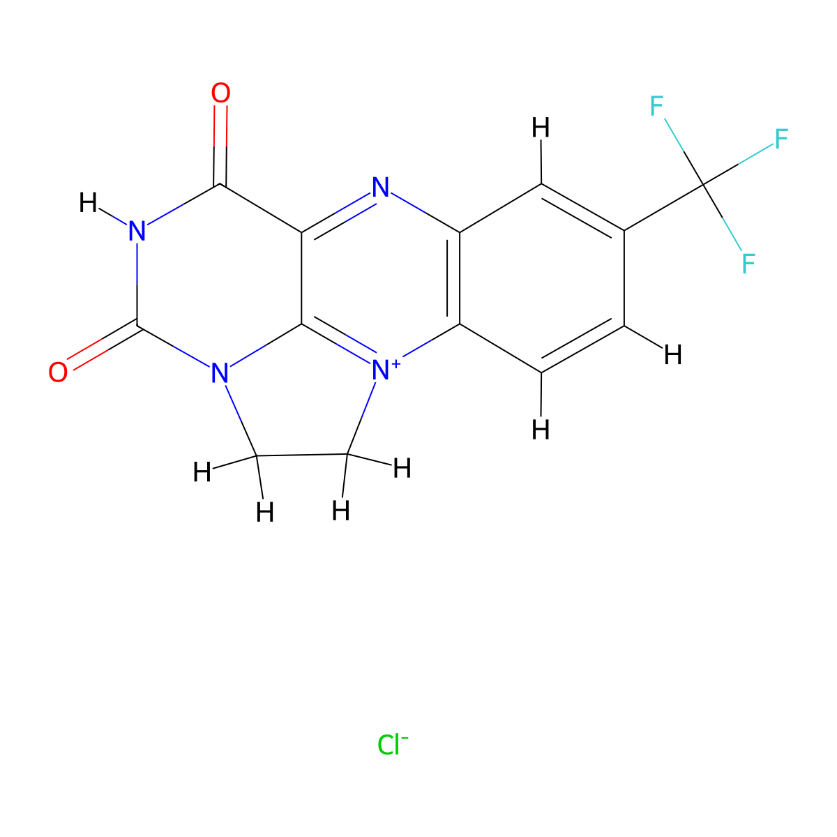 4,6-Dioxo-9-(trifluoromethyl)-2,4,5,6-tetrahydro-1H-benzo(g)imidazo(1,2,3-ij)pteridin-12-ium chloride molecular structure, CAS 353245-38-2