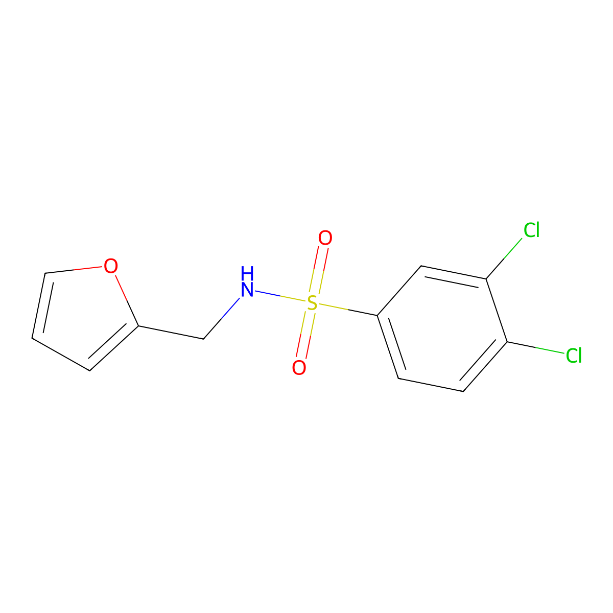 3,4-dichloro-N-(furan-2-ylmethyl)benzenesulfonamide molecular structure, CAS 353247-91-3