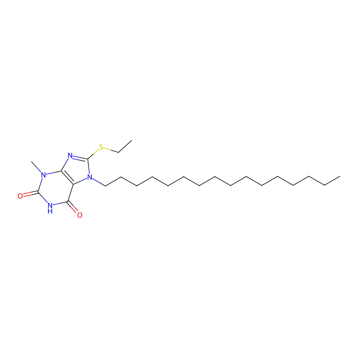 8-(ethylsulfanyl)-7-hexadecyl-3-methyl-3,7-dihydro-1H-purine-2,6-dione molecular structure, CAS 353253-04-0