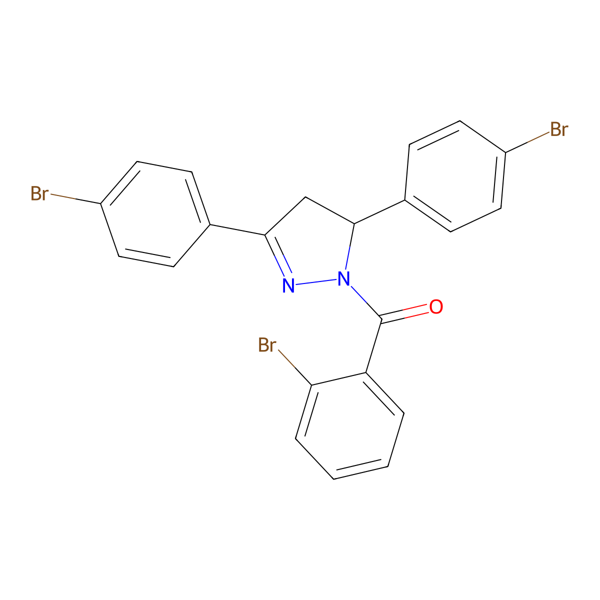 (3,5-bis(4-bromophenyl)-4,5-dihydro-1H-pyrazol-1-yl)(2-bromophenyl)methanone molecular structure, CAS 353253-18-6