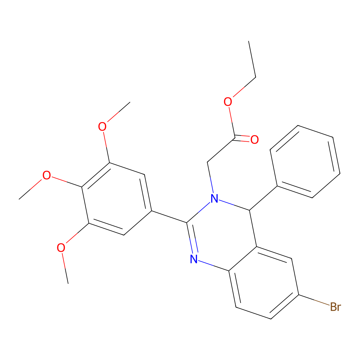 ethyl [6-bromo-4-phenyl-2-(3,4,5-trimethoxyphenyl)quinazolin-3(4H)-yl]acetate molecular structure, CAS 353253-21-1