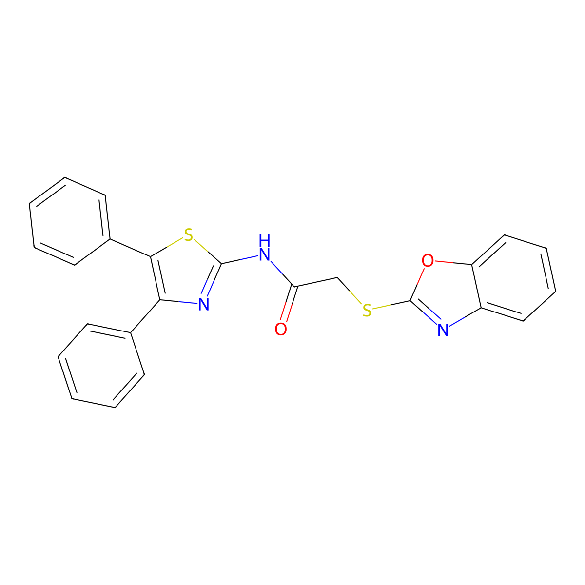 2-(1,3-benzoxazol-2-ylsulfanyl)-N-(4,5-diphenyl-1,3-thiazol-2-yl)acetamide molecular structure, CAS 353253-30-2