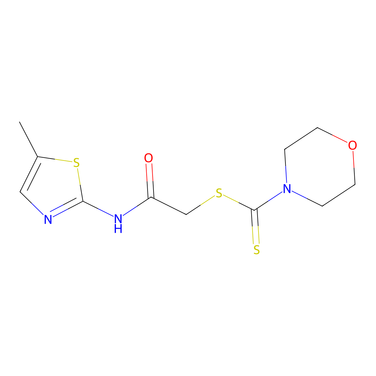 [2-[(5-Methyl-1,3-thiazol-2-yl)amino]-2-oxoethyl] morpholine-4-carbodithioate molecular structure, CAS 353253-47-1