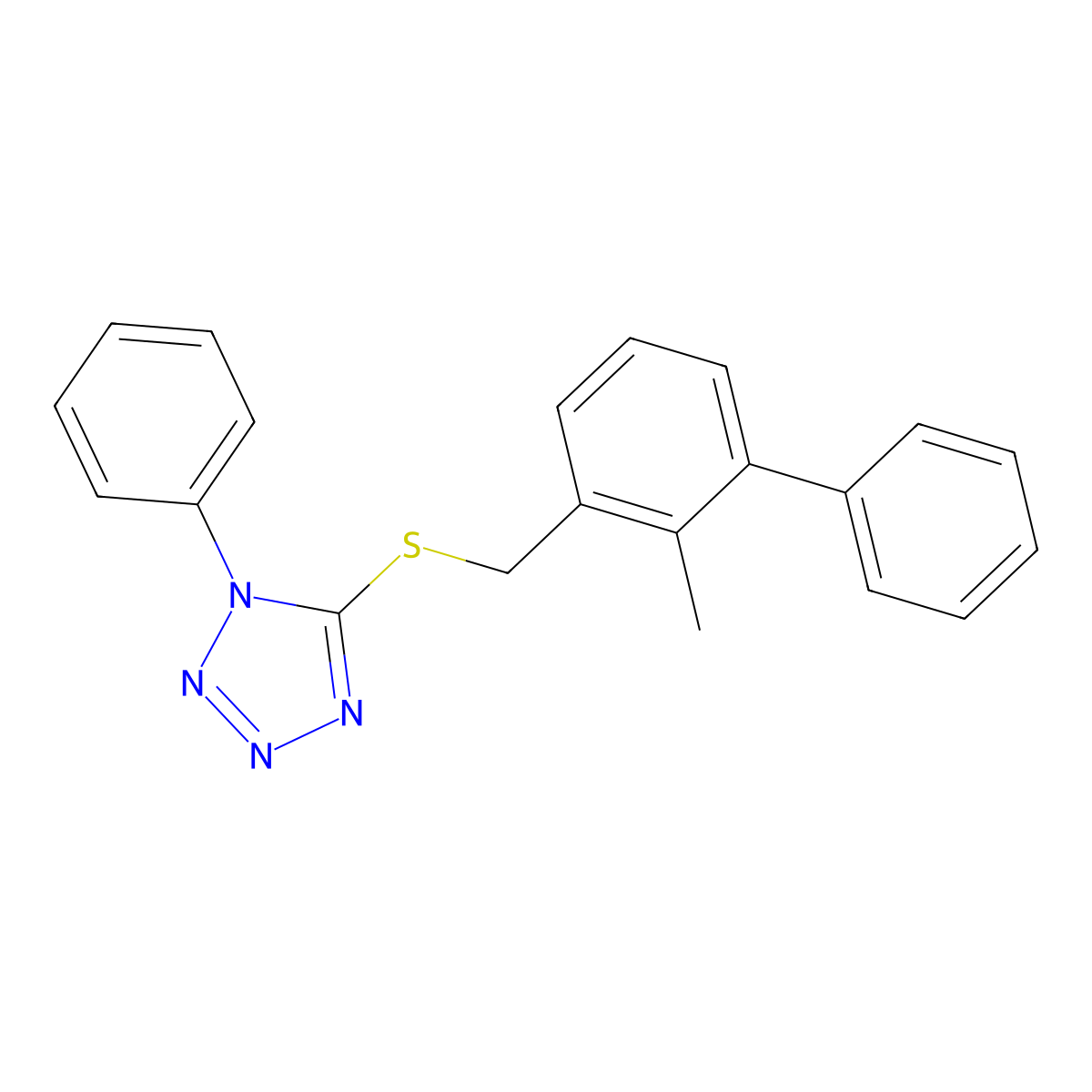 5-[(2-Methyl-3-phenylphenyl)methylsulfanyl]-1-phenyltetrazole molecular structure, CAS 353253-68-6
