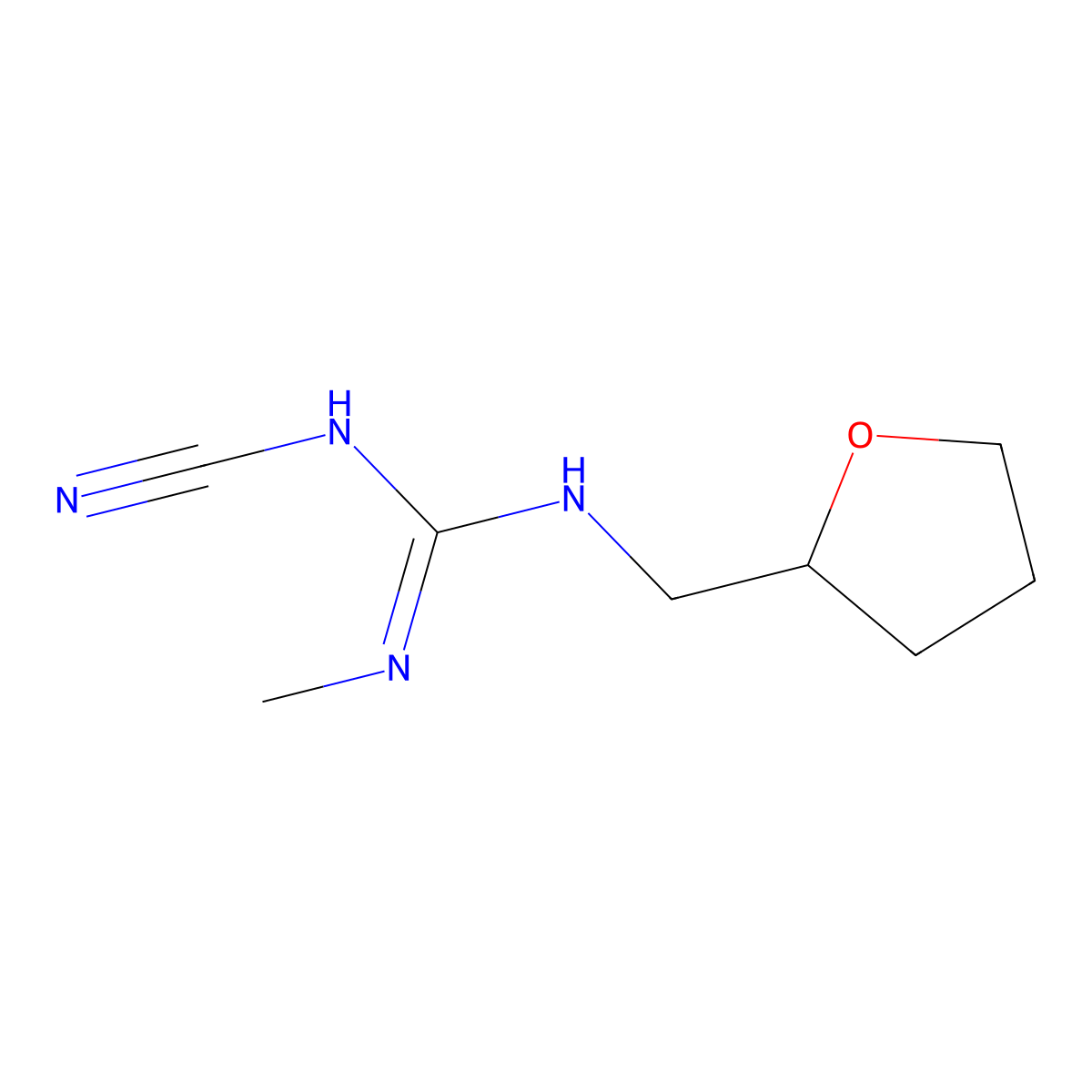 N-Cyano-N'-[(tetrahydrofuran-2-yl)methyl]-N''-methylguanidine molecular structure, CAS 353254-66-7