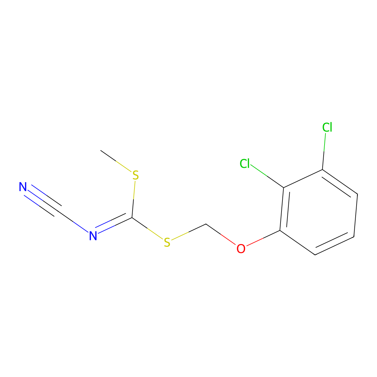 [(2,3-Dichlorophenoxy)methylsulfanyl-methylsulfanylmethylidene]cyanamide molecular structure, CAS 353254-72-5