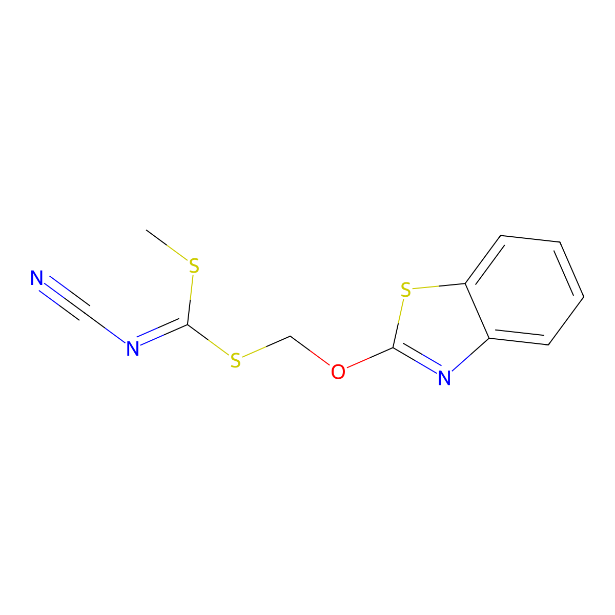 [1,3-Benzothiazol-2-yloxymethylsulfanyl(methylsulfanyl)methylidene]cyanamide molecular structure, CAS 353254-74-7