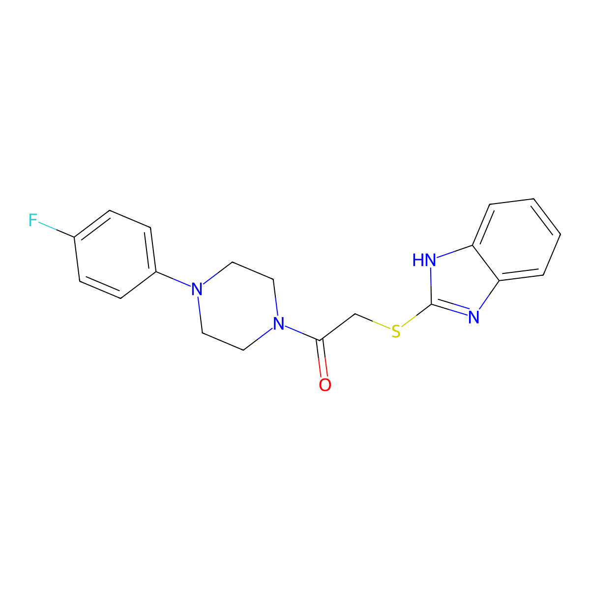 2-(1H-benzimidazol-2-ylsulfanyl)-1-[4-(4-fluorophenyl)piperazin-1-yl]ethanone molecular structure, CAS 353254-84-9