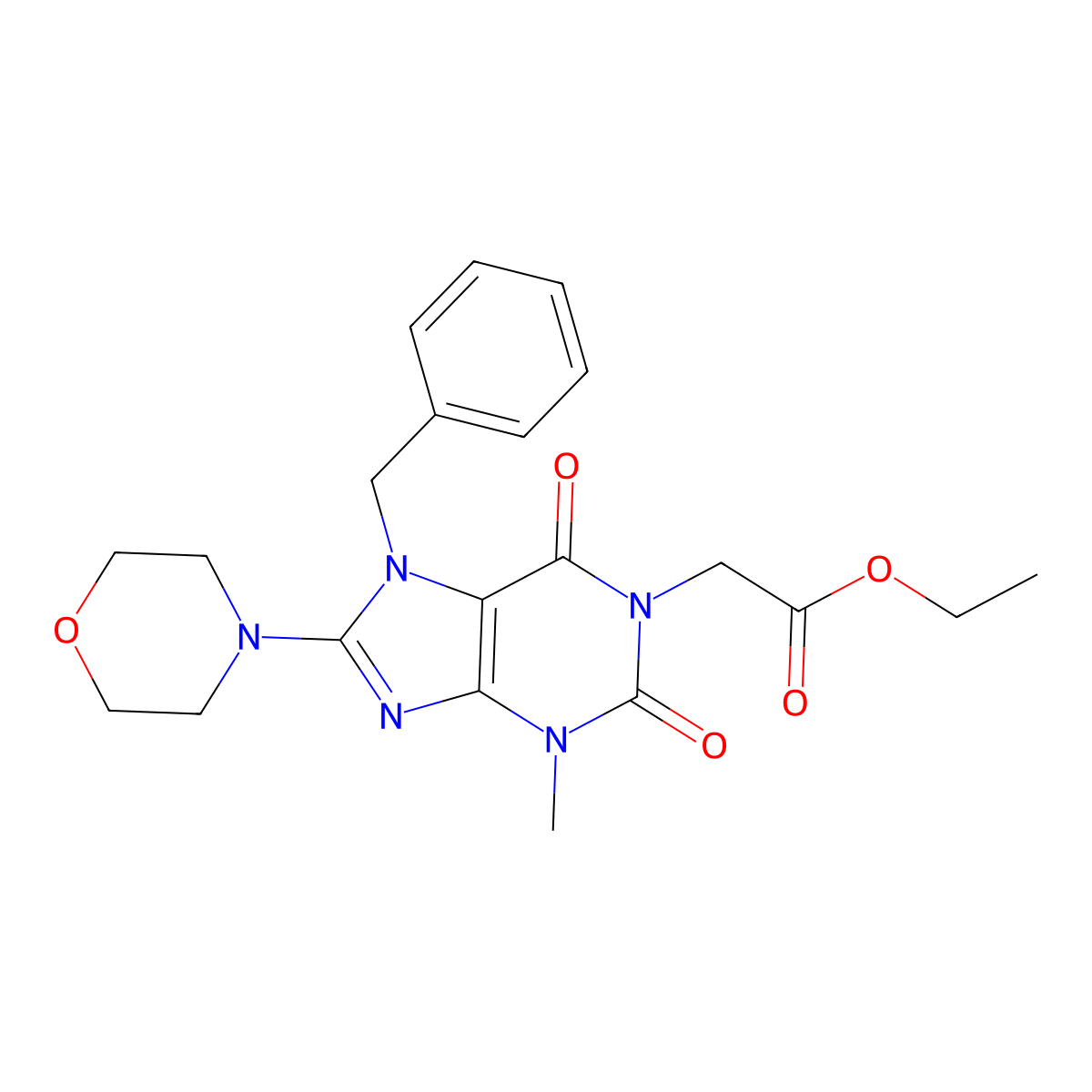 ethyl (7-benzyl-3-methyl-8-morpholin-4-yl-2,6-dioxo-2,3,6,7-tetrahydro-1H-purin-1-yl)acetate molecular structure, CAS 353255-01-3