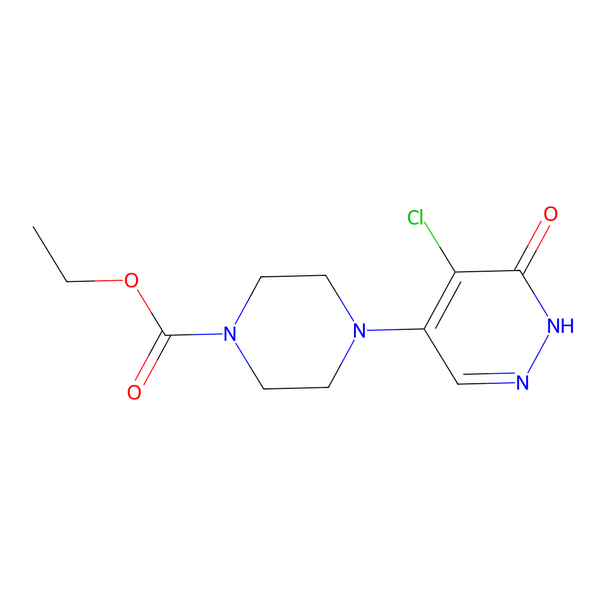 Ethyl 4-(5-chloro-6-oxo-1,6-dihydro-4-pyridazinyl)-1-piperazinecarboxylate molecular structure, CAS 353255-42-2
