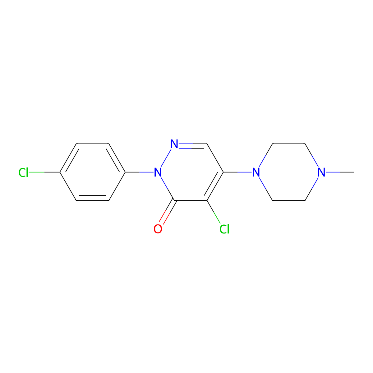 4-Chloro-2-(4-chloro-phenyl)-5-(4-methyl-piperazin-1-yl)-2H-pyridazin-3-one molecular structure, CAS 353255-44-4