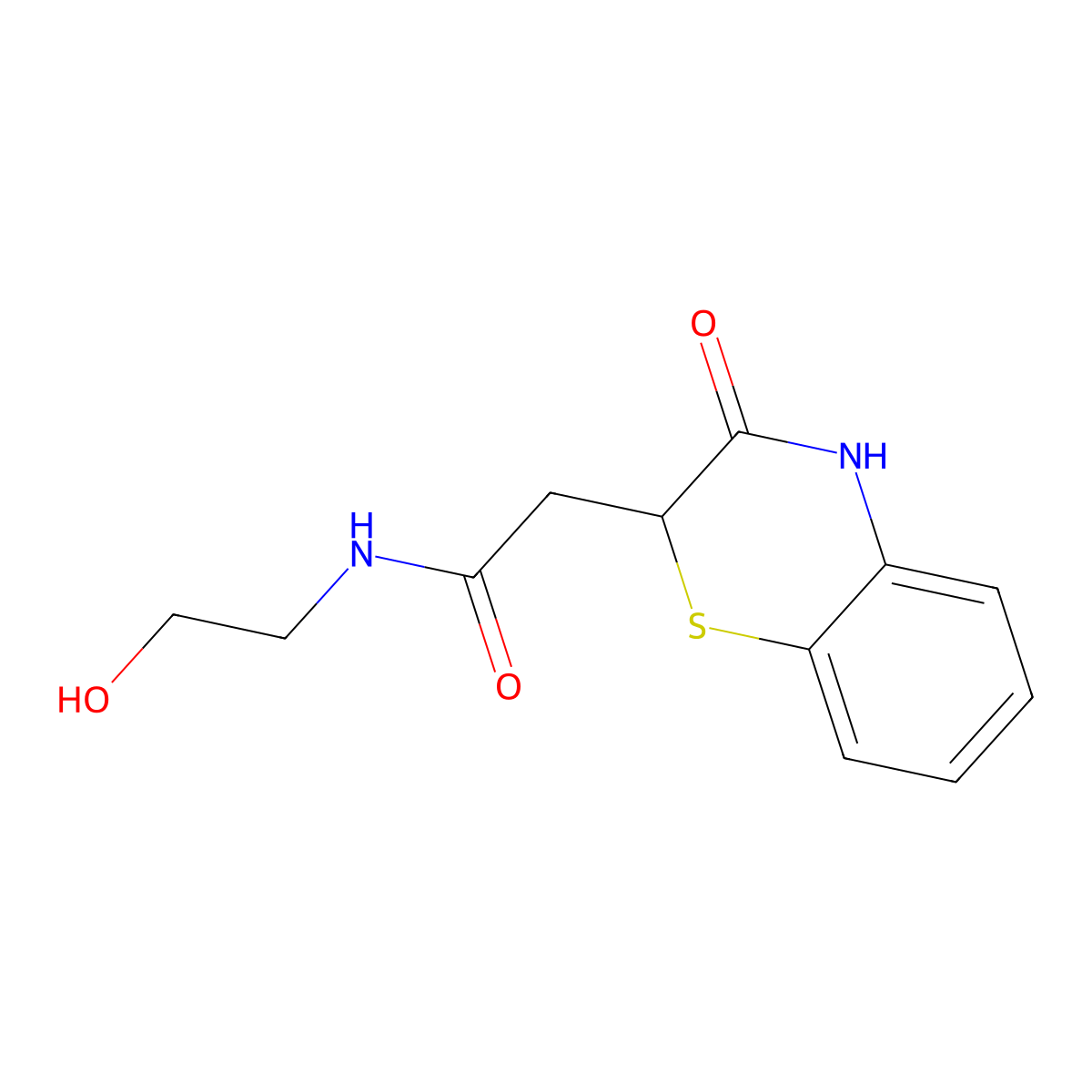 N-(2-hydroxyethyl)-2-(3-oxo-3,4-dihydro-2H-1,4-benzothiazin-2-yl)acetamide molecular structure, CAS 353255-90-0