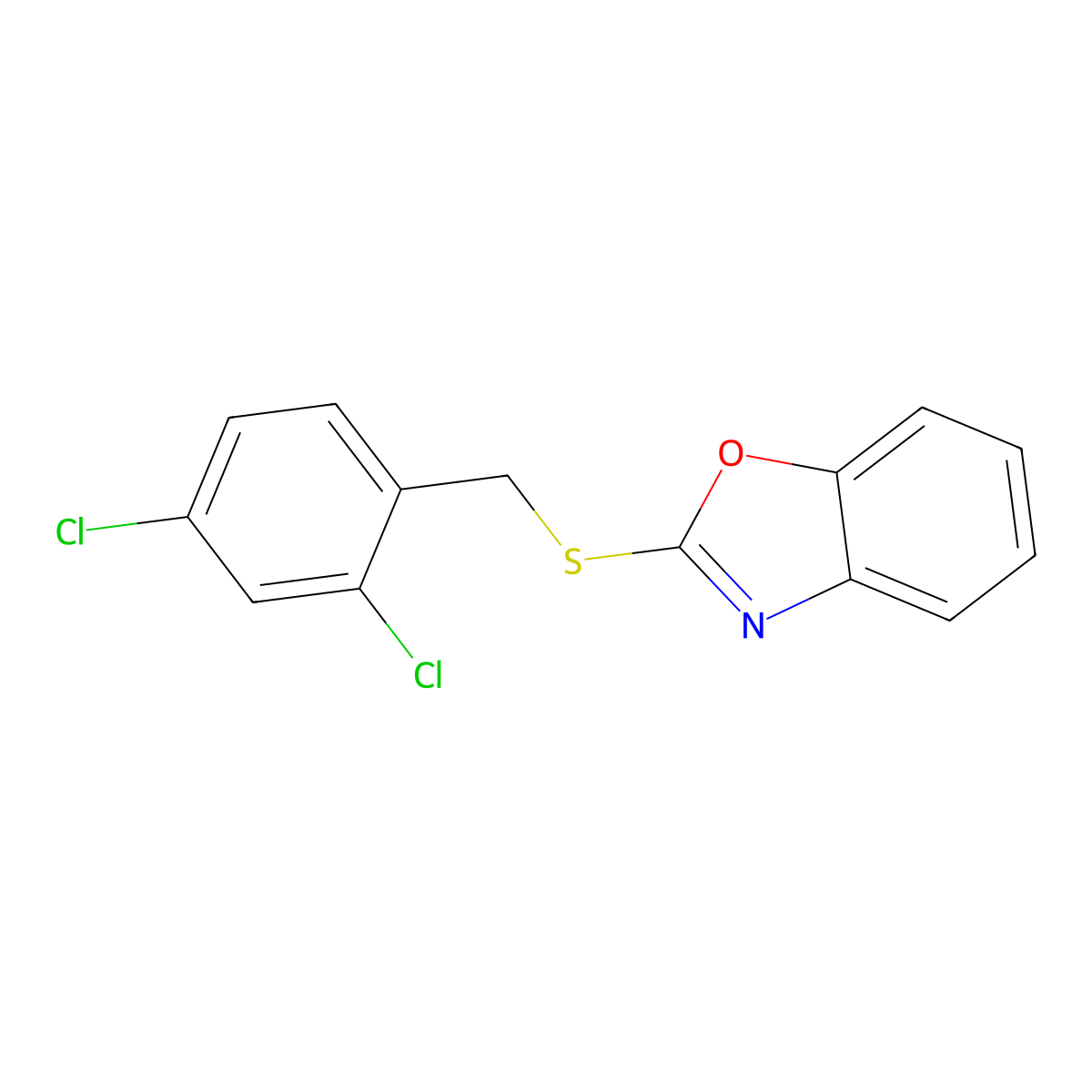 2-((2,4-Dichlorobenzyl)thio)benzo[d]oxazole molecular structure, CAS 353256-13-0