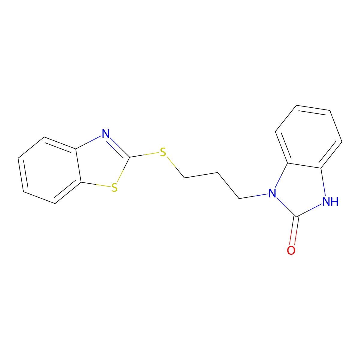 1-[3-(1,3-benzothiazol-2-ylsulfanyl)propyl]-1,3-dihydro-2H-benzimidazol-2-one molecular structure, CAS 353256-28-7