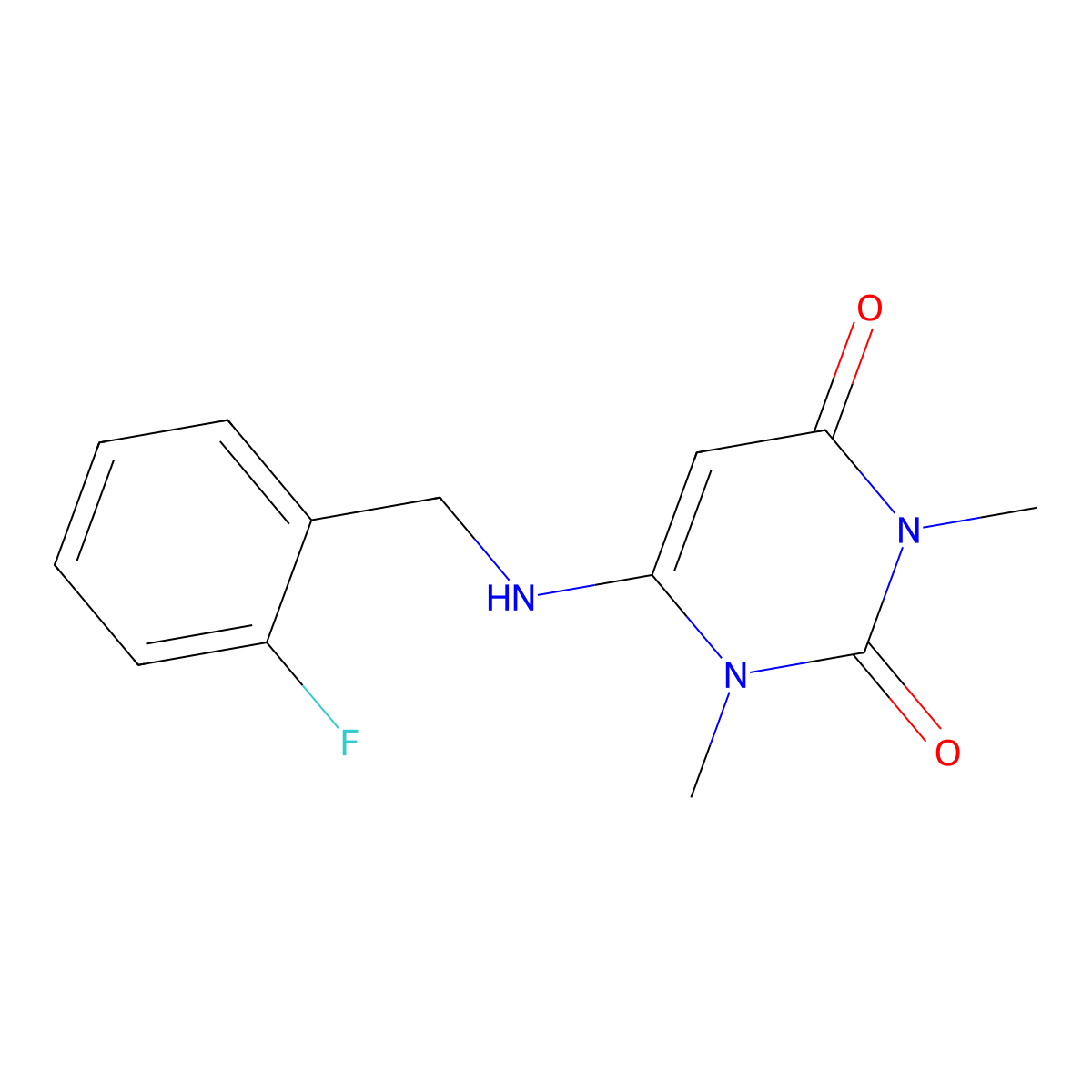 6-[(2-fluorobenzyl)amino]-1,3-dimethyl-2,4(1H,3H)-pyrimidinedione molecular structure, CAS 353256-65-2