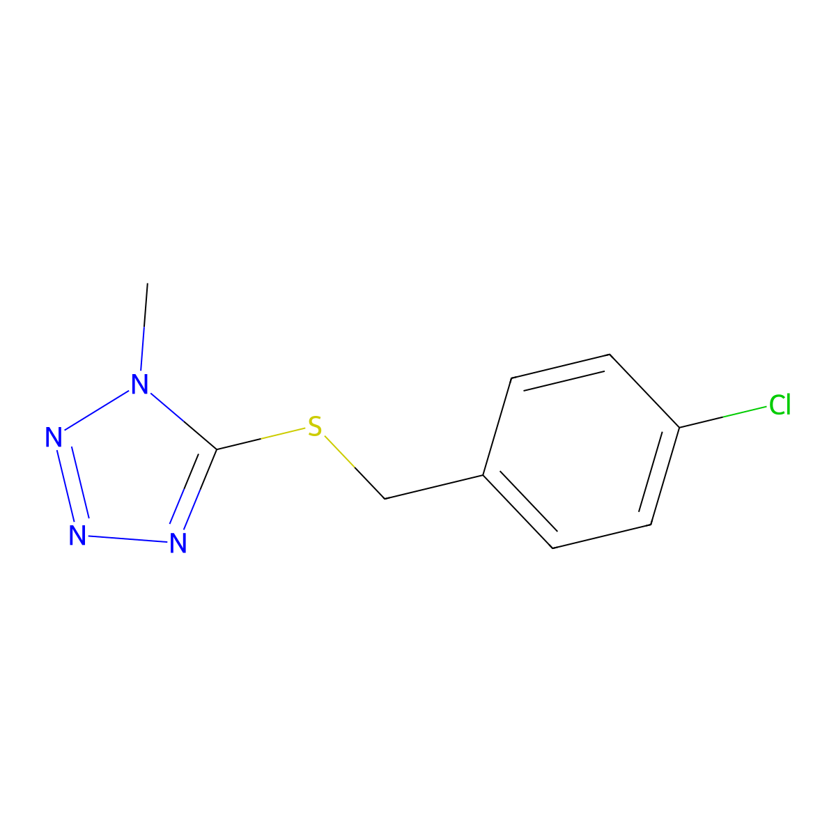 5-[(4-Chlorophenyl)methylsulfanyl]-1-methyltetrazole molecular structure, CAS 353256-66-3