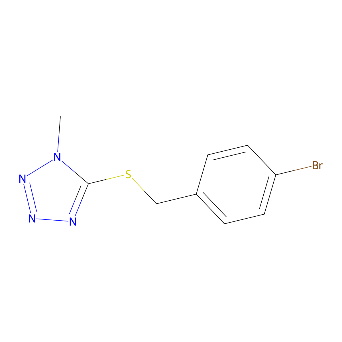 5-[(4-Bromophenyl)methylsulfanyl]-1-methyltetrazole molecular structure, CAS 353256-68-5