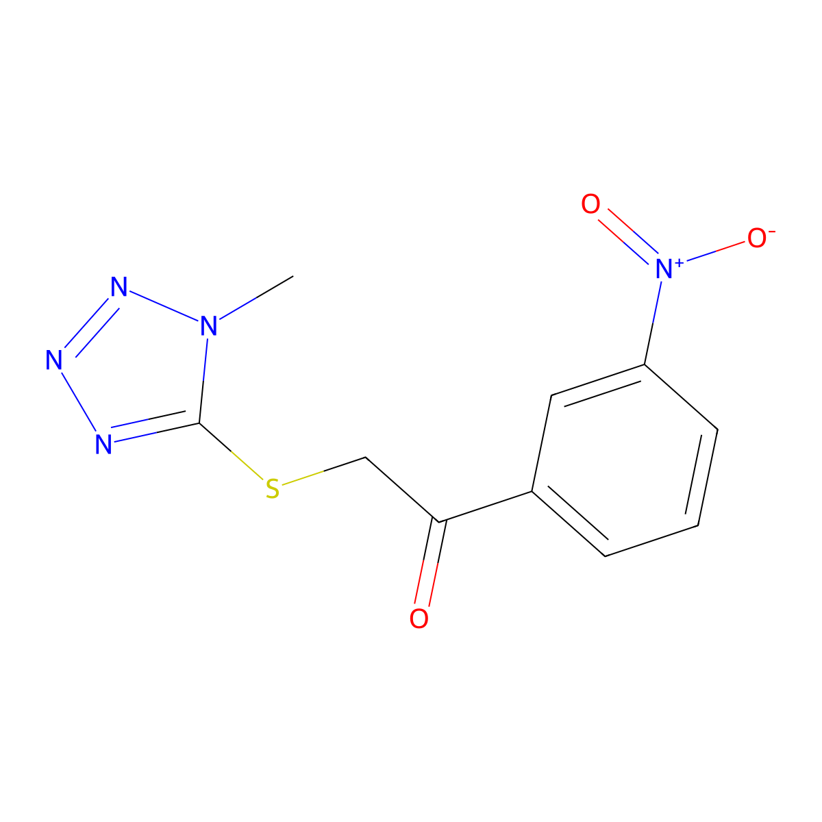 2-(1-Methyltetrazol-5-yl)sulfanyl-1-(3-nitrophenyl)ethanone molecular structure, CAS 353256-72-1