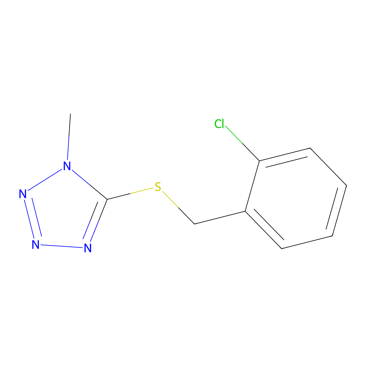 5-[(2-Chlorophenyl)methylsulfanyl]-1-methyltetrazole molecular structure, CAS 353257-04-2