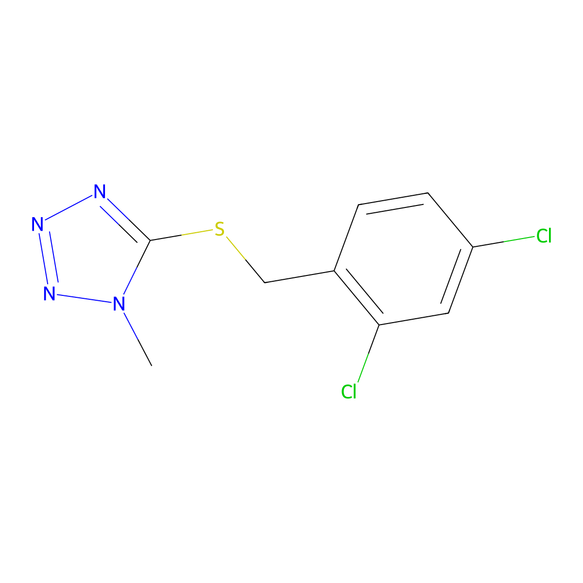 5-[(2,4-Dichlorophenyl)methylsulfanyl]-1-methyltetrazole molecular structure, CAS 353257-08-6