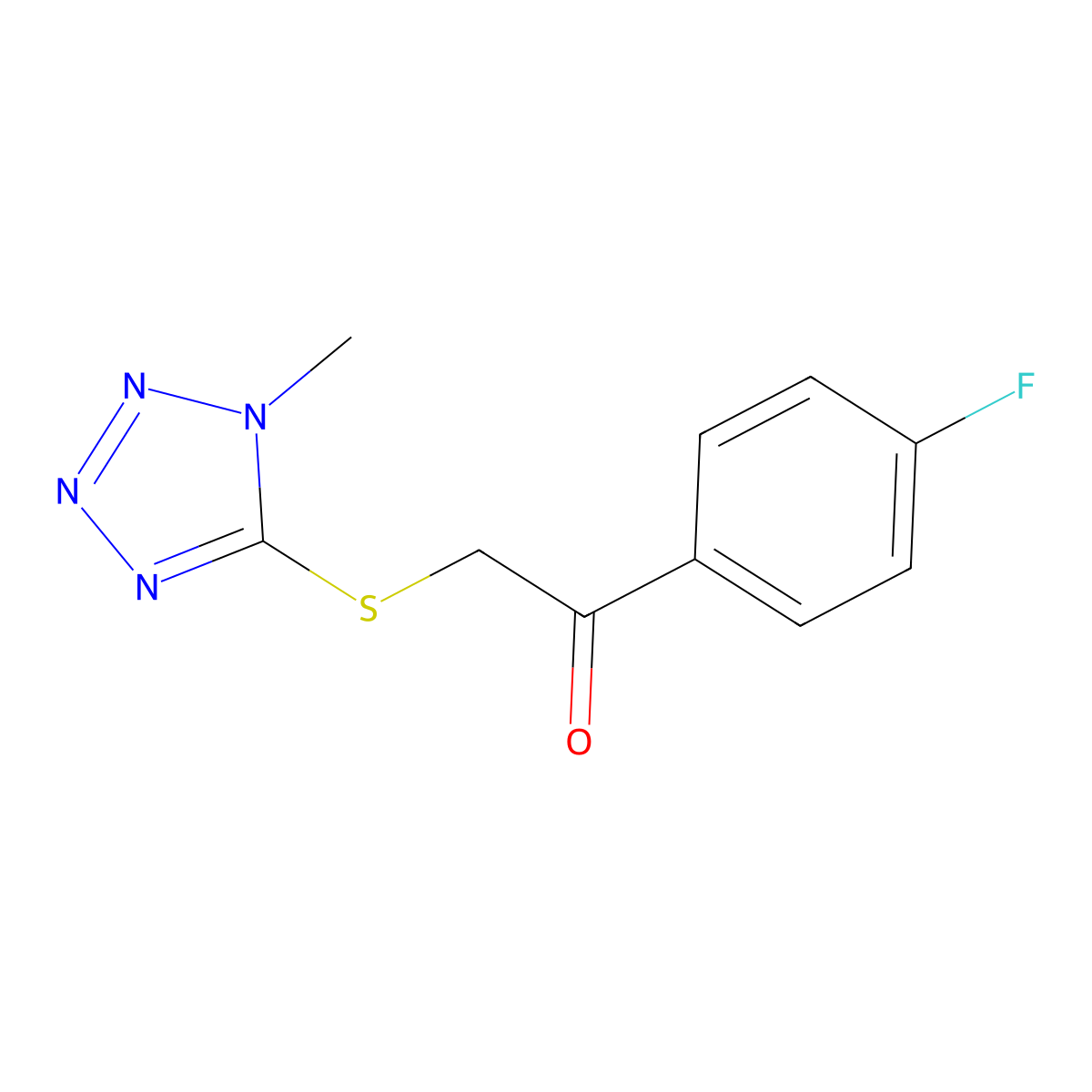 1-(4-Fluorophenyl)-2-(1-methyltetrazol-5-yl)sulfanylethanone molecular structure, CAS 353257-15-5