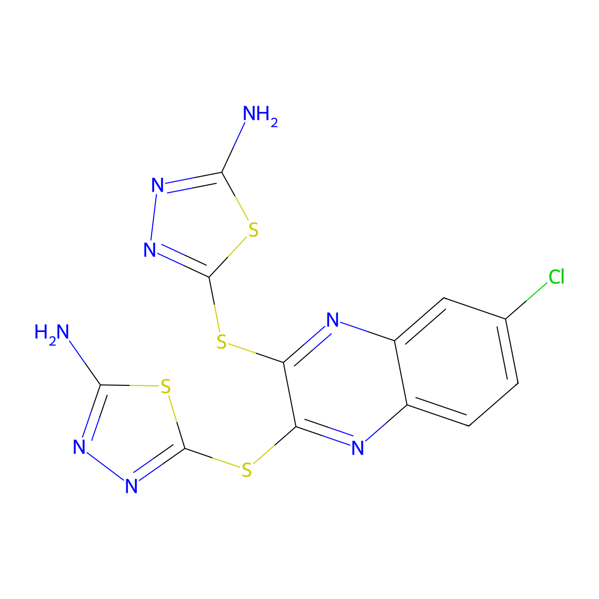 5,5'-[(6-Chloro-2,3-quinoxalinediyl)bis(thio)]bis[1,3,4-thiadiazol-2-amine] molecular structure, CAS 353257-53-1