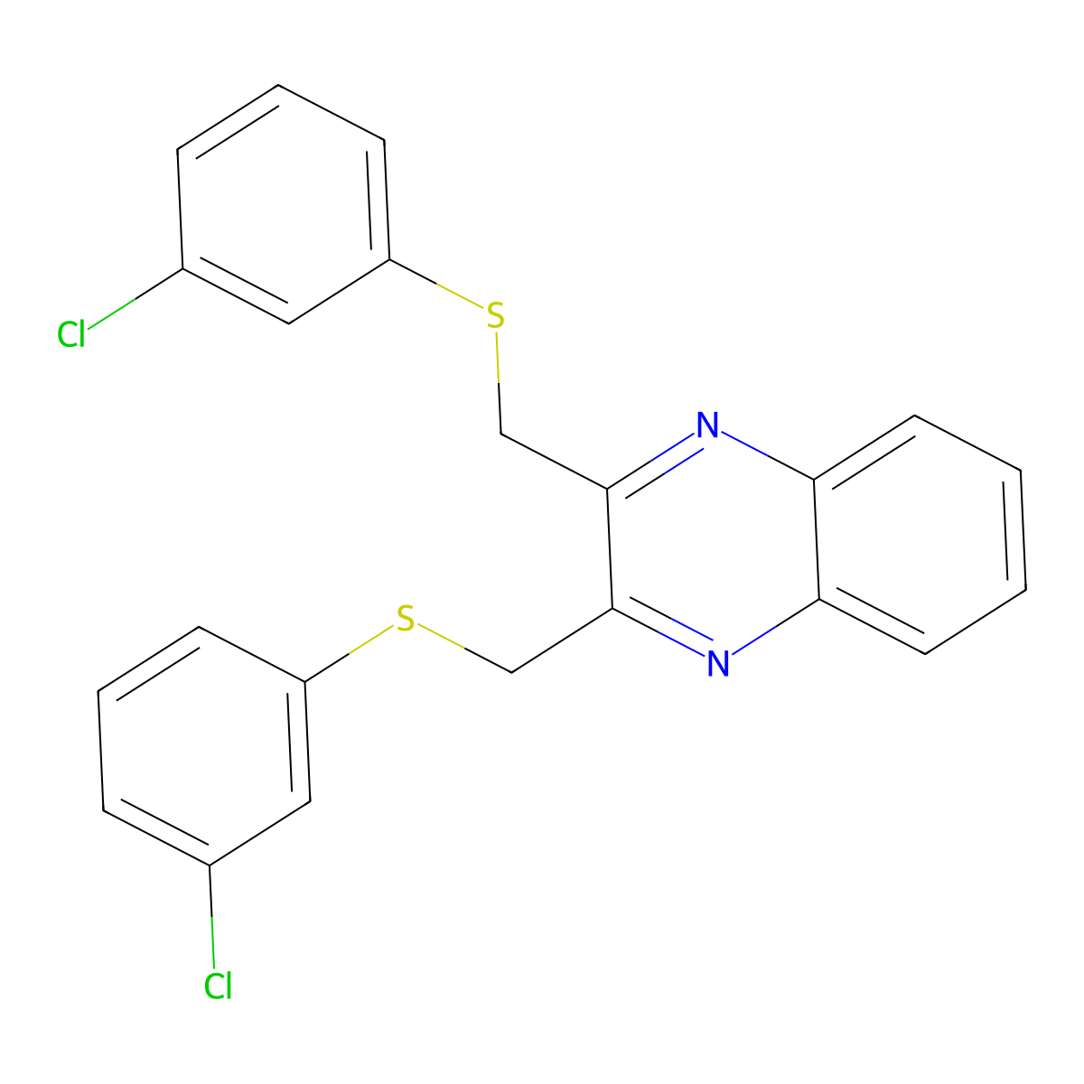 2,3-Bis[(3-chlorophenyl)sulfanylmethyl]quinoxaline molecular structure, CAS 353257-59-7