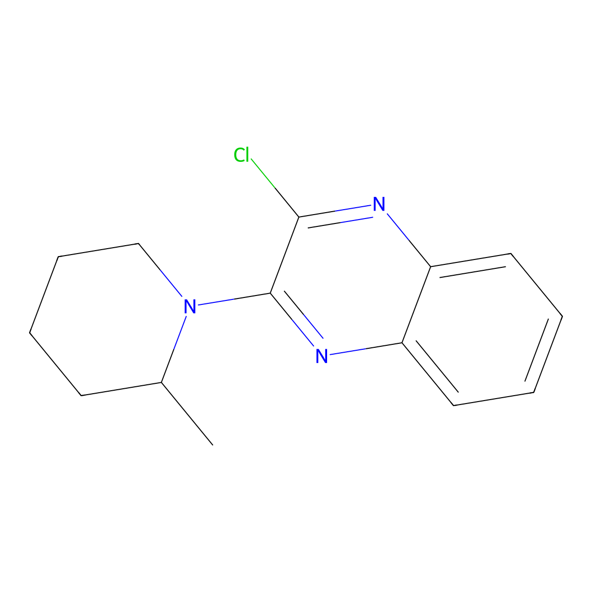 2-Chloro-3-(2-methylpiperidin-1-yl)quinoxaline molecular structure, CAS 353257-69-9