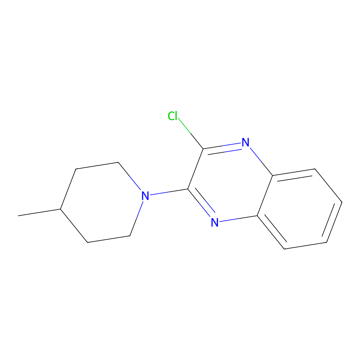2-Chloro-3-(4-methylpiperidin-1-yl)quinoxaline molecular structure, CAS 353257-72-4