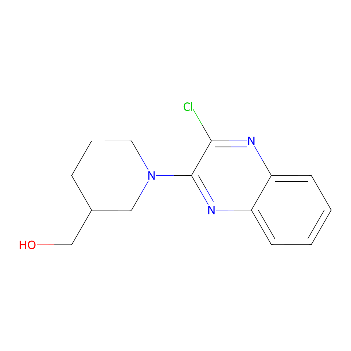 (1-(3-Chloroquinoxalin-2-yl)piperidin-3-yl)methanol molecular structure, CAS 353257-83-7