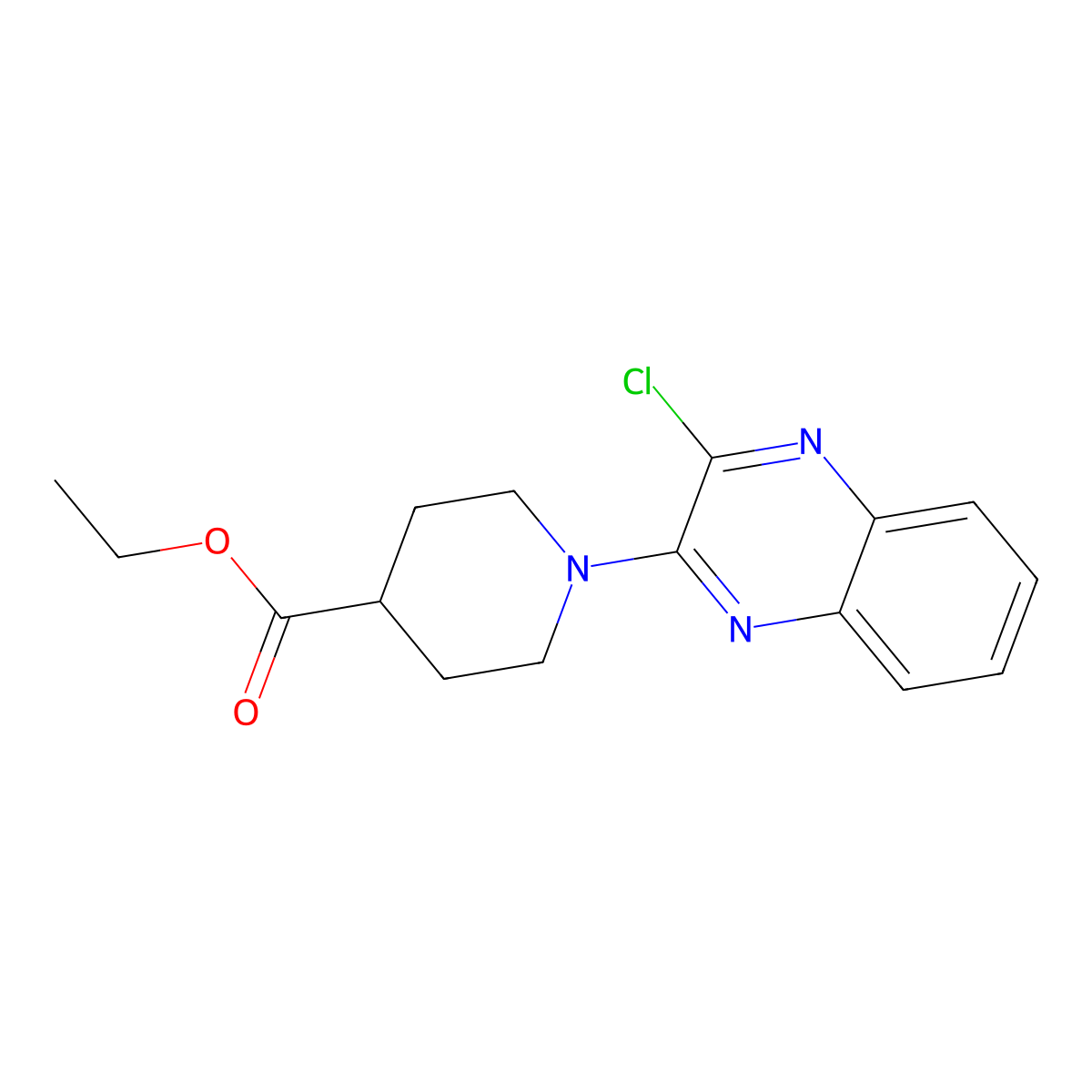 Ethyl 1-(3-chloroquinoxalin-2-yl)piperidine-4-carboxylate molecular structure, CAS 353257-85-9