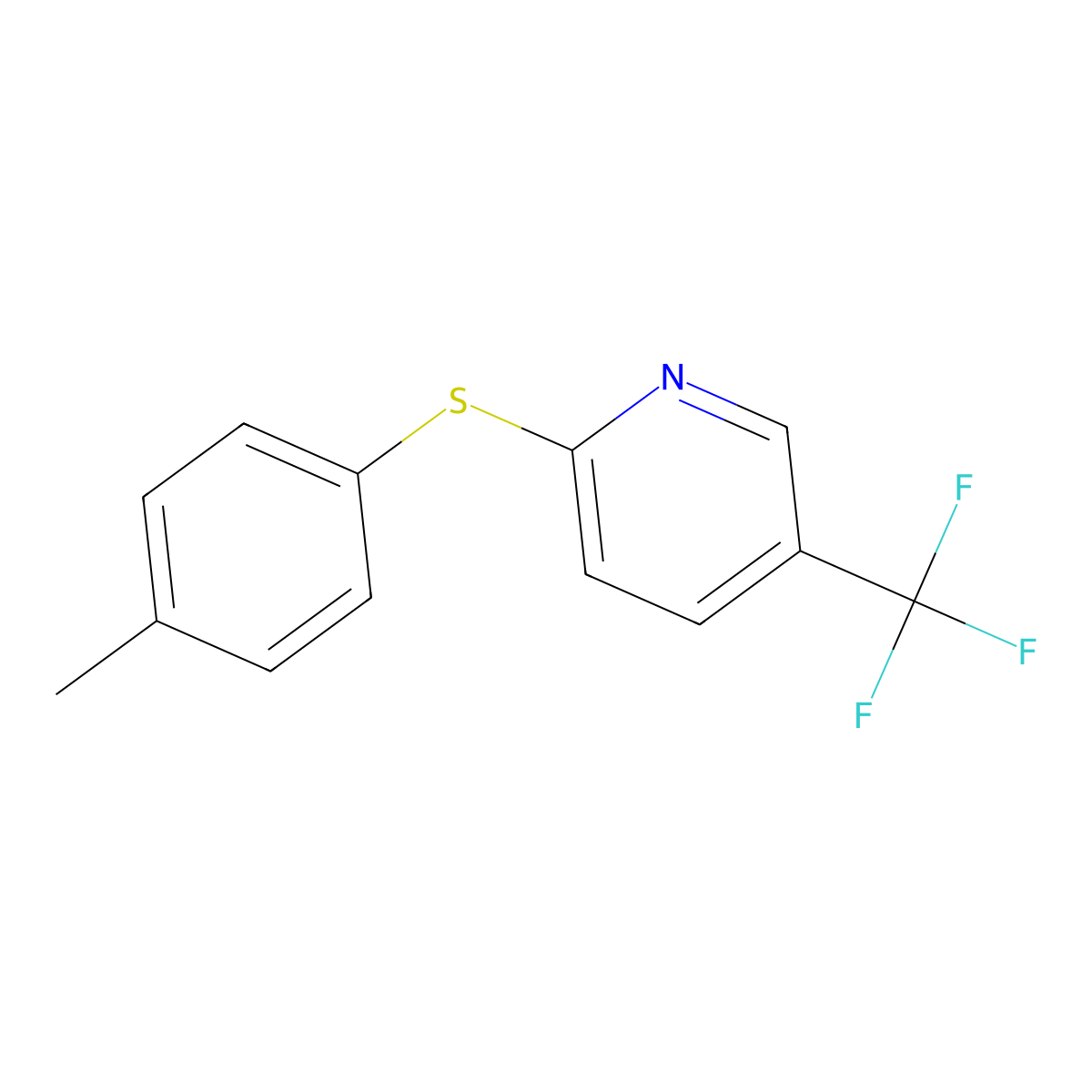 2-(4-Methylphenyl)sulfanyl-5-(trifluoromethyl)pyridine molecular structure, CAS 353258-10-3