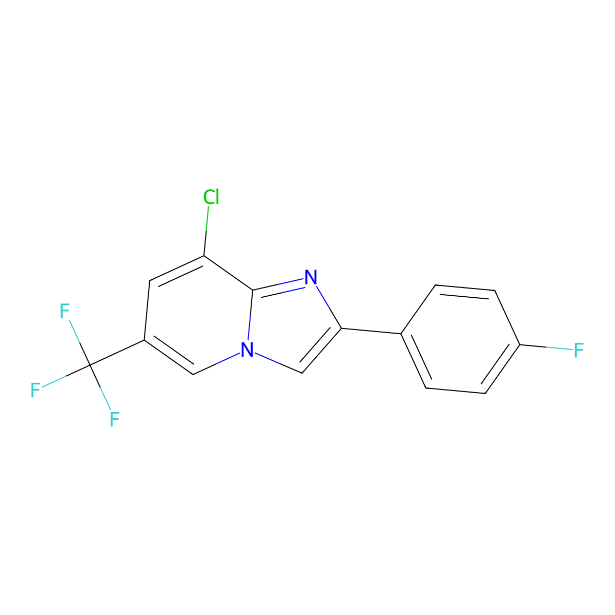 8-Chloro-2-(4-fluorophenyl)-6-(trifluoromethyl)imidazo[1,2-a]pyridine molecular structure, CAS 353258-25-0