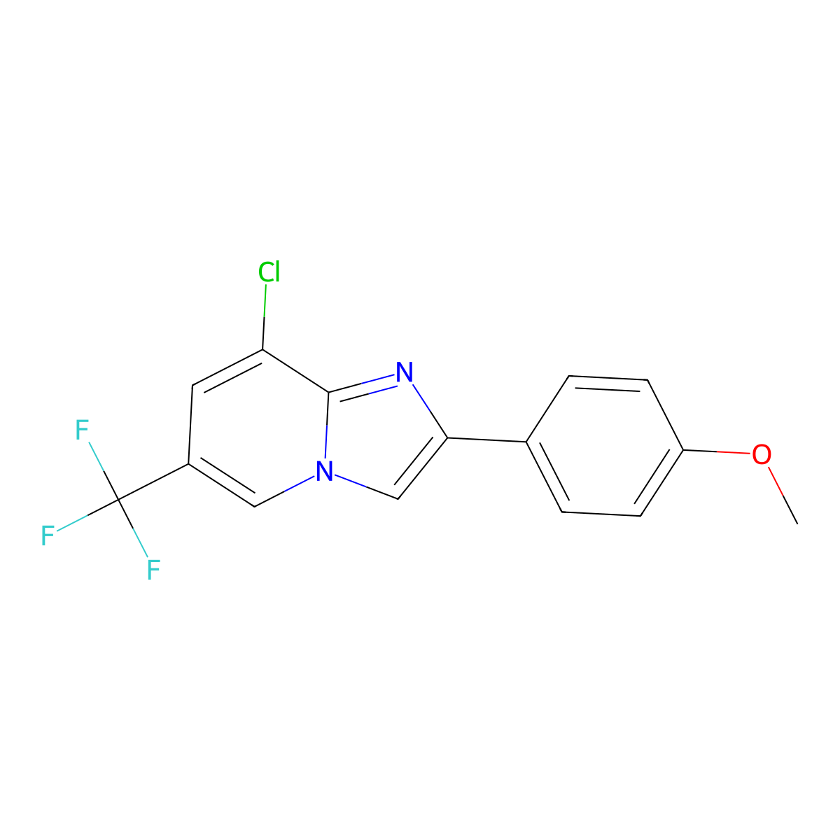 8-Chloro-2-(4-methoxyphenyl)-6-(trifluoromethyl)imidazo[1,2-a]pyridine molecular structure, CAS 353258-29-4