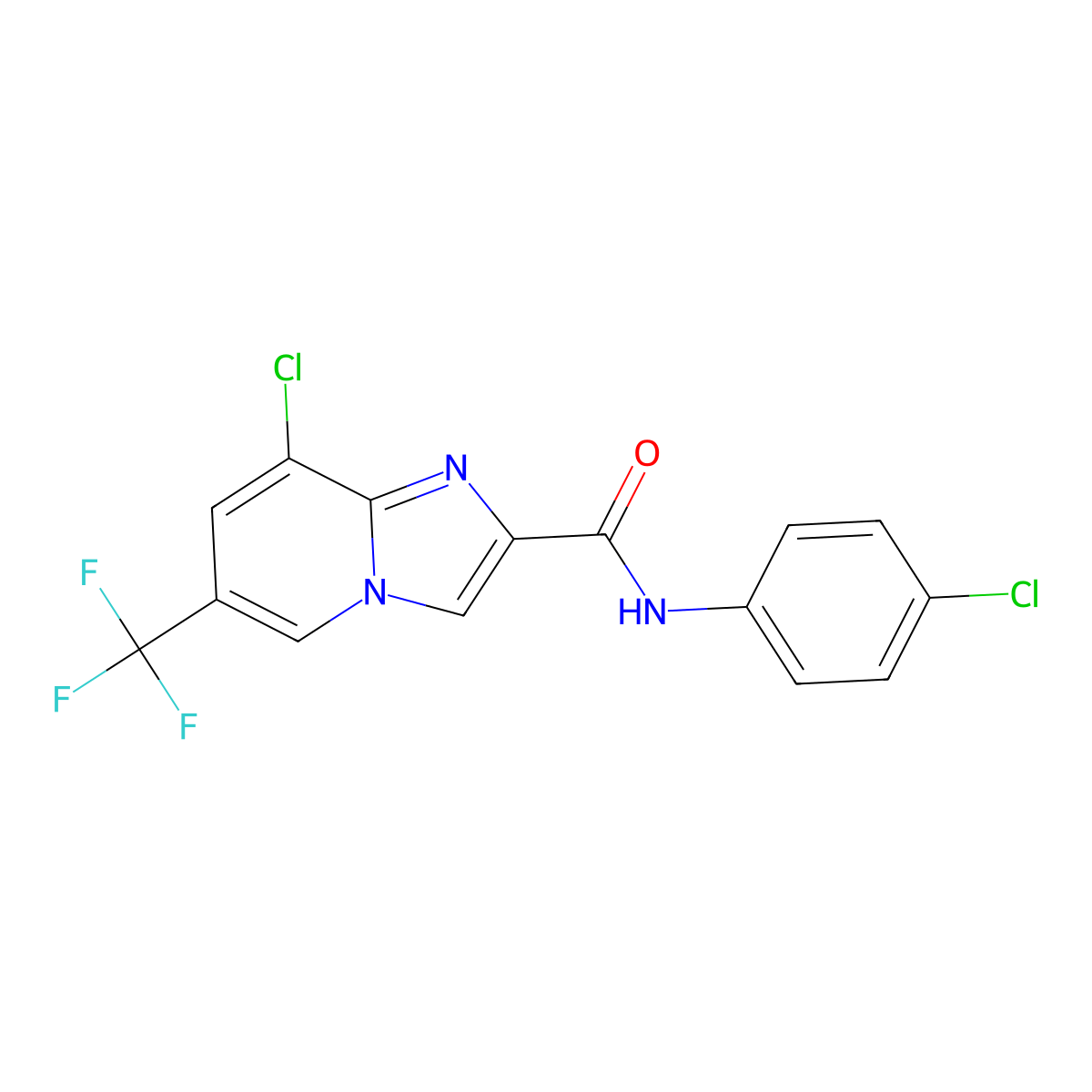 8-chloro-N-(4-chlorophenyl)-6-(trifluoromethyl)imidazo[1,2-a]pyridine-2-carboxamide molecular structure, CAS 353258-65-8
