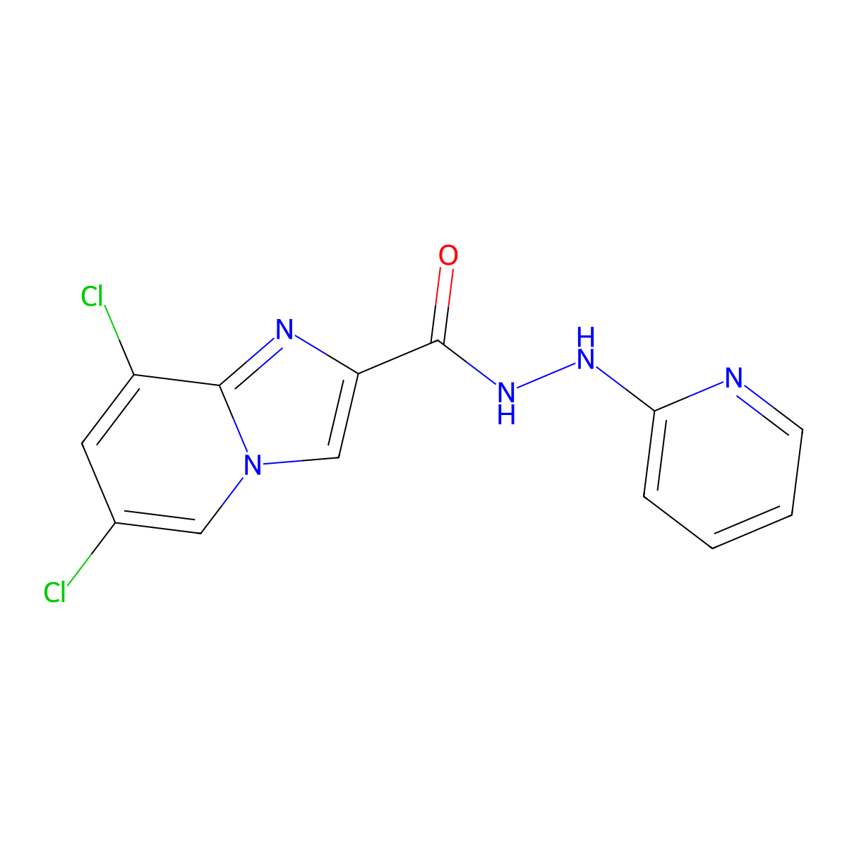 6,8-dichloro-N'-(2-pyridinyl)imidazo[1,2-a]pyridine-2-carbohydrazide molecular structure, CAS 353258-76-1