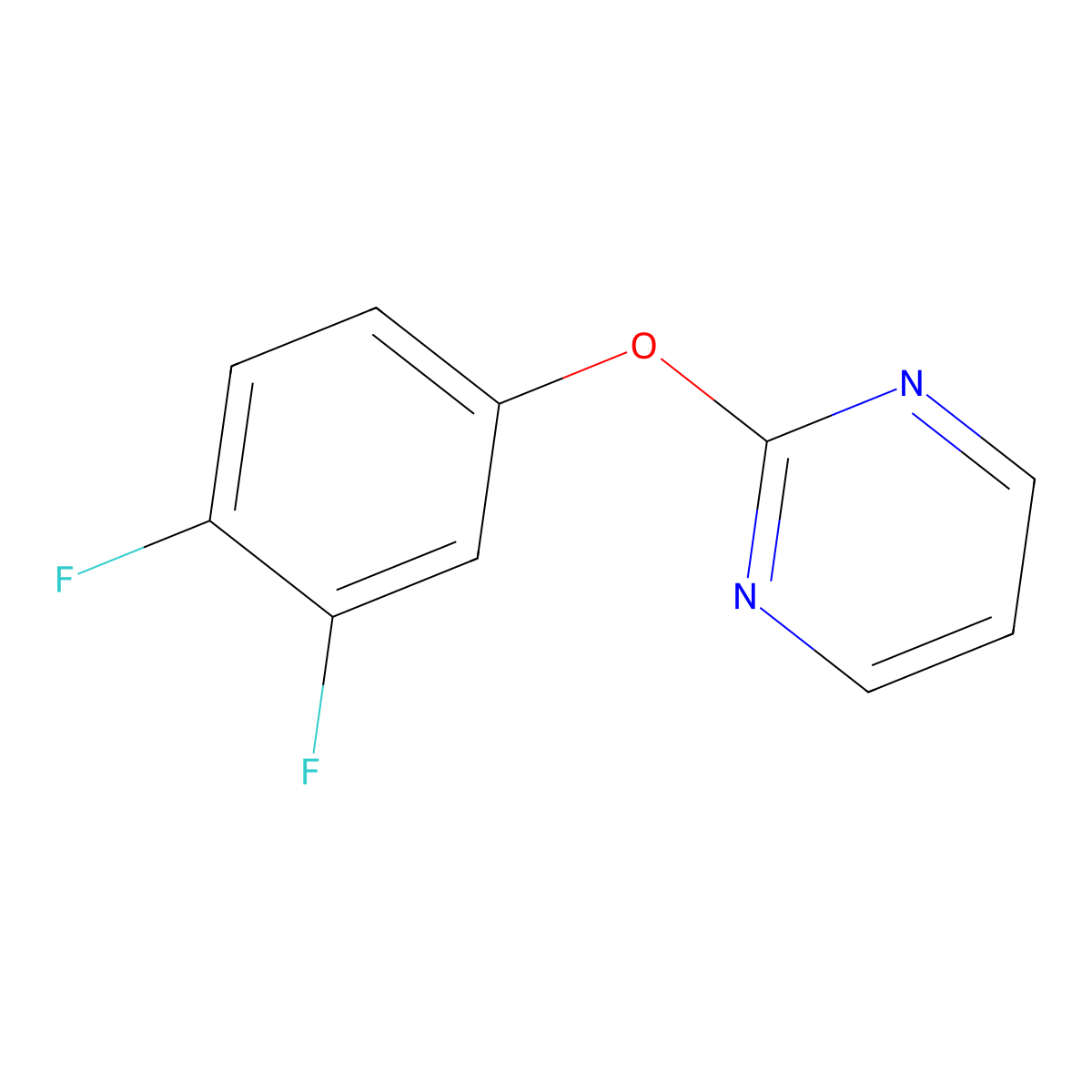 3,4-Difluorophenyl 2-pyrimidinyl ether molecular structure, CAS 353258-95-4