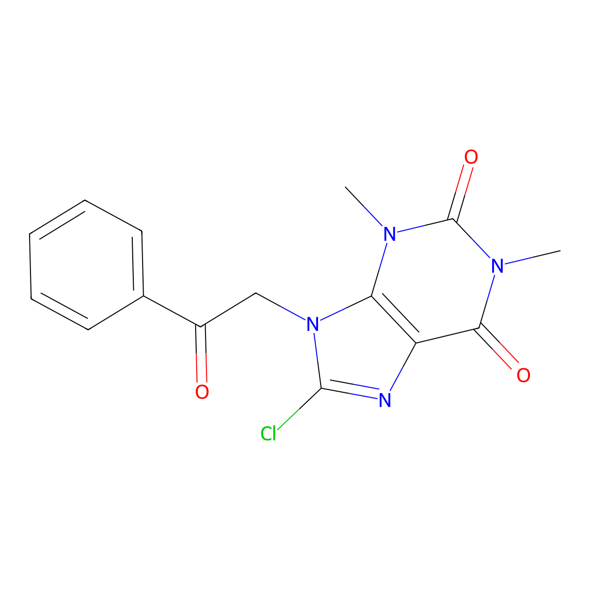 8-Chloro-1,3-dimethyl-9-phenacylpurine-2,6-dione molecular structure, CAS 353259-76-4