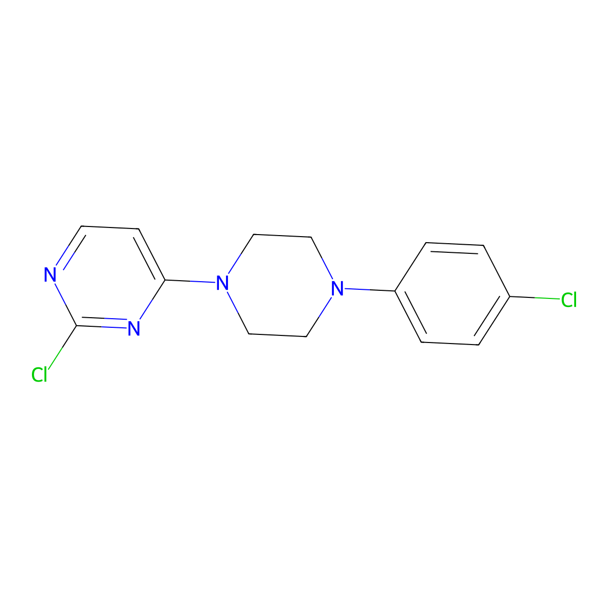 2-Chloro-4-[4-(4-chlorophenyl)-1-piperazinyl]pyrimidine molecular structure, CAS 353259-87-7