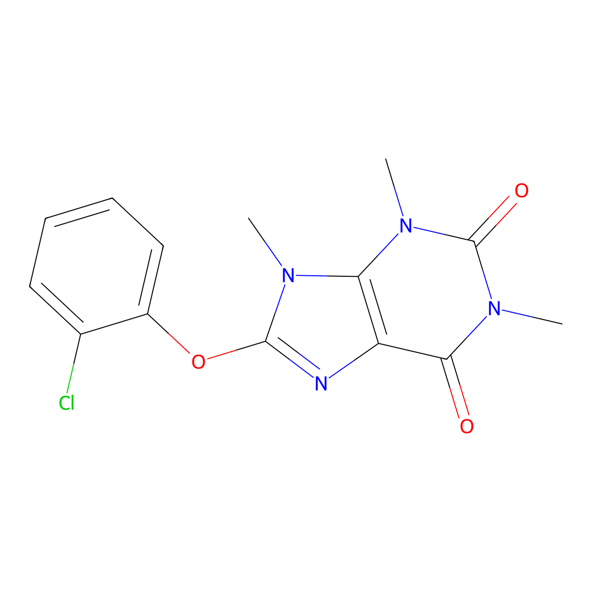 8-(2-chlorophenoxy)-1,3,9-trimethyl-3,9-dihydro-1H-purine-2,6-dione molecular structure, CAS 353259-88-8